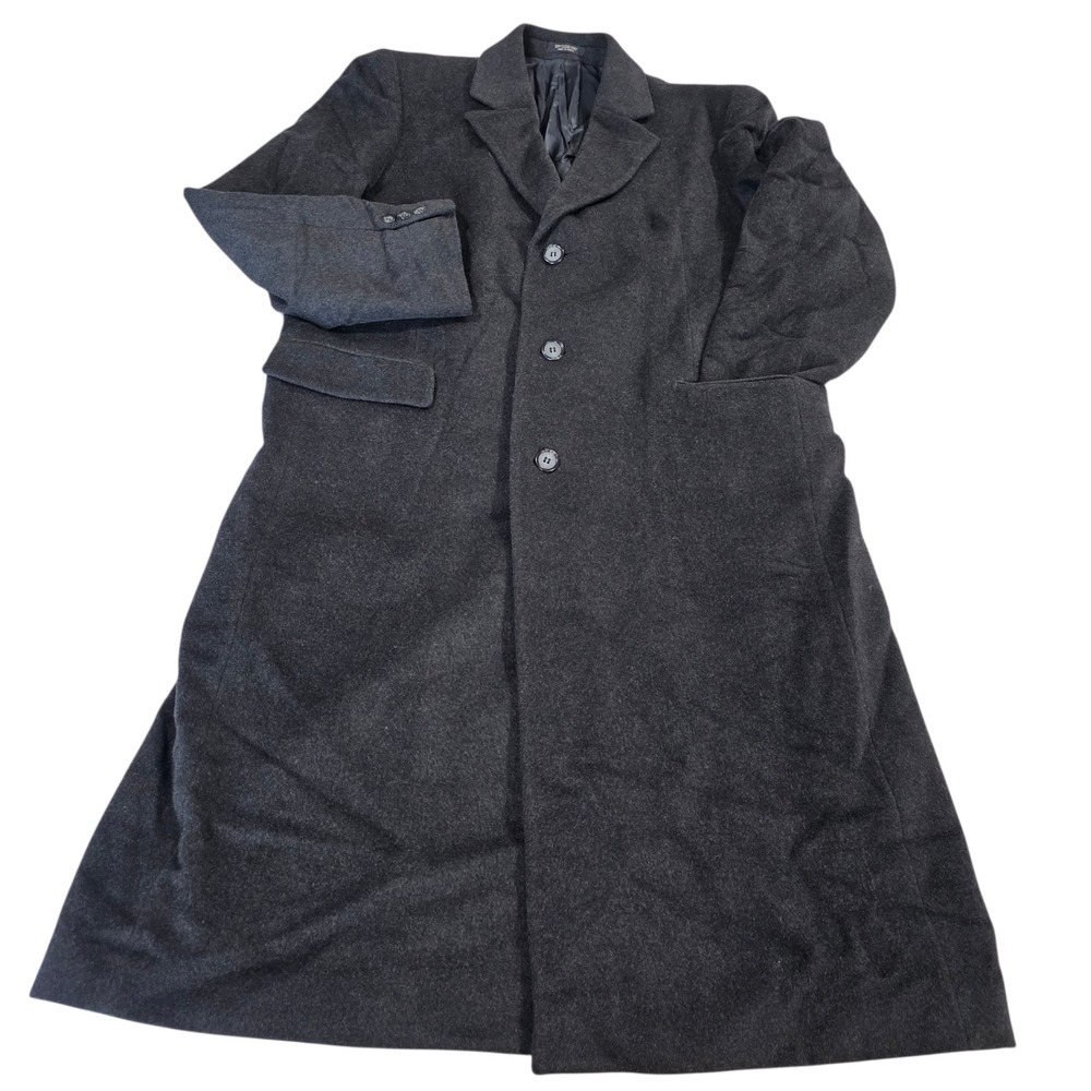 Ron Chereskin Overcoat Mens‎ Charcoal Grey 44L Cashmere Blend Full Length Trench